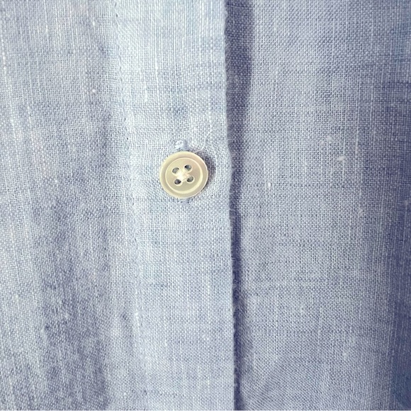J.Jill Loves Linen Classic Blue Button Up Shirt Contemporary Preppy Coastal - Picture 6 of 11